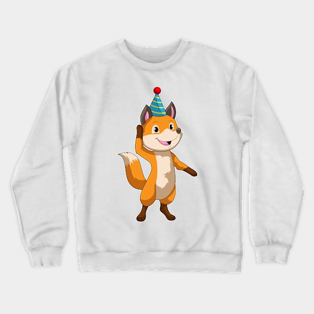 Fox at Party with Party hat Crewneck Sweatshirt by Markus Schnabel